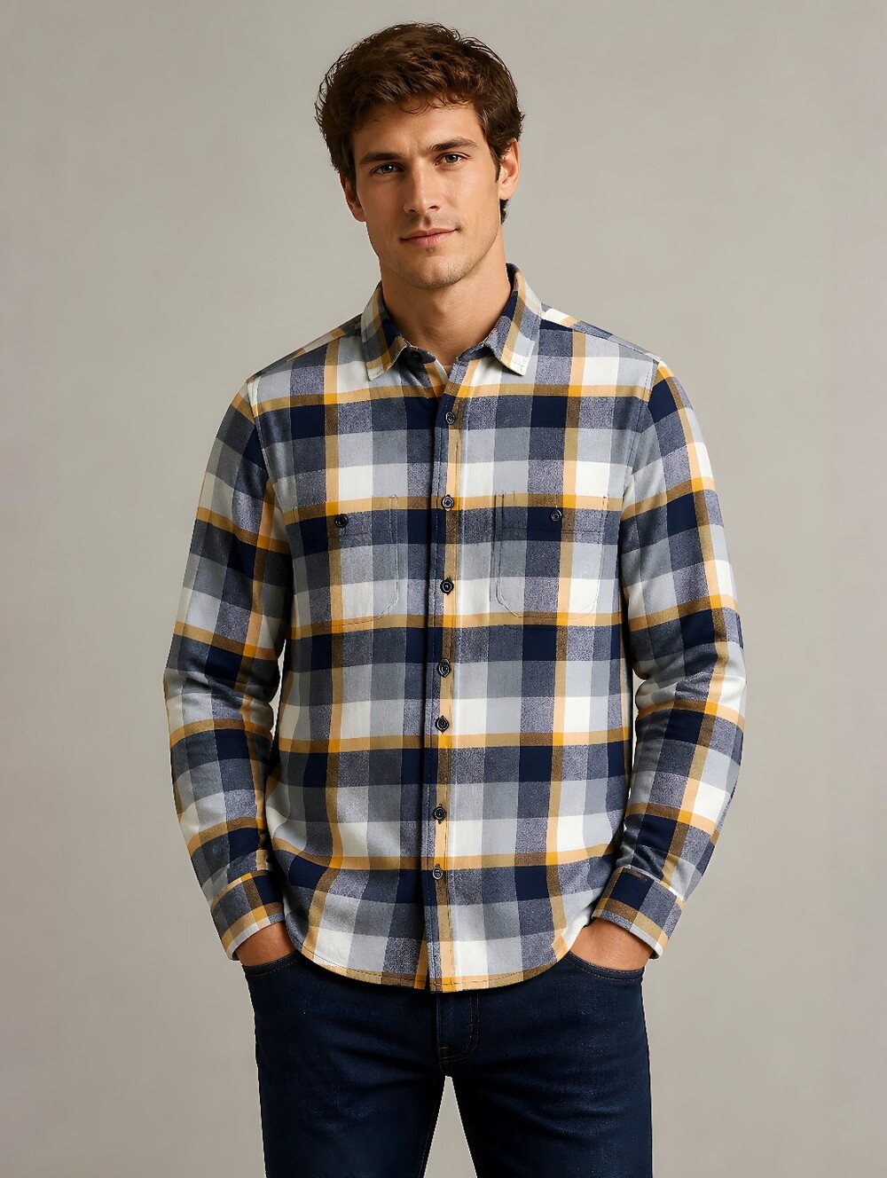 Express Men's Flannel Long Sleeve Button Down Shirt Top XS